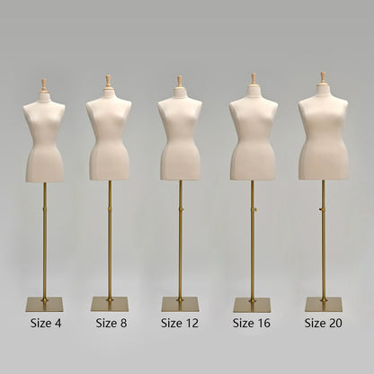 Female Half Body Dress Form Mannequin, Fully Pinnable torso dummy for Sewing and Dress Display, Beige Linen Display Mannikin,Mannequin Show DE-LIANG