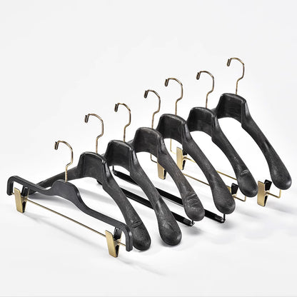 DE-LIANG Men Female Suit Plastic Hanger, Hanger like wood hanger, Coat Shirt Pants Clip Brown Black White Hanger, Clothing Rack for Display 30 pcs