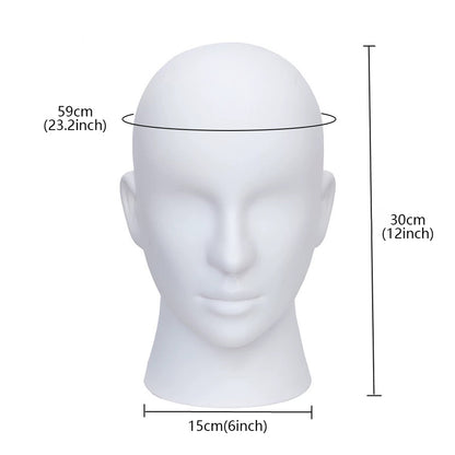 DE-LIANG Glossy Male Mannequin Head Display Stand | Manikin Dress Form | Durable Plastic Wig, Hat, and Accessory Holder for Retail & Home Use