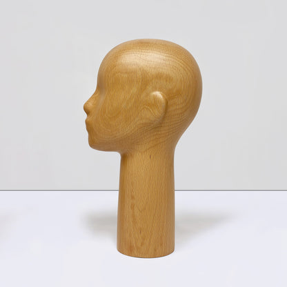 DE-LIANG Wooden Mannequin Head Stand for Hats Wigs & Glasses | Beechwood Display Model
