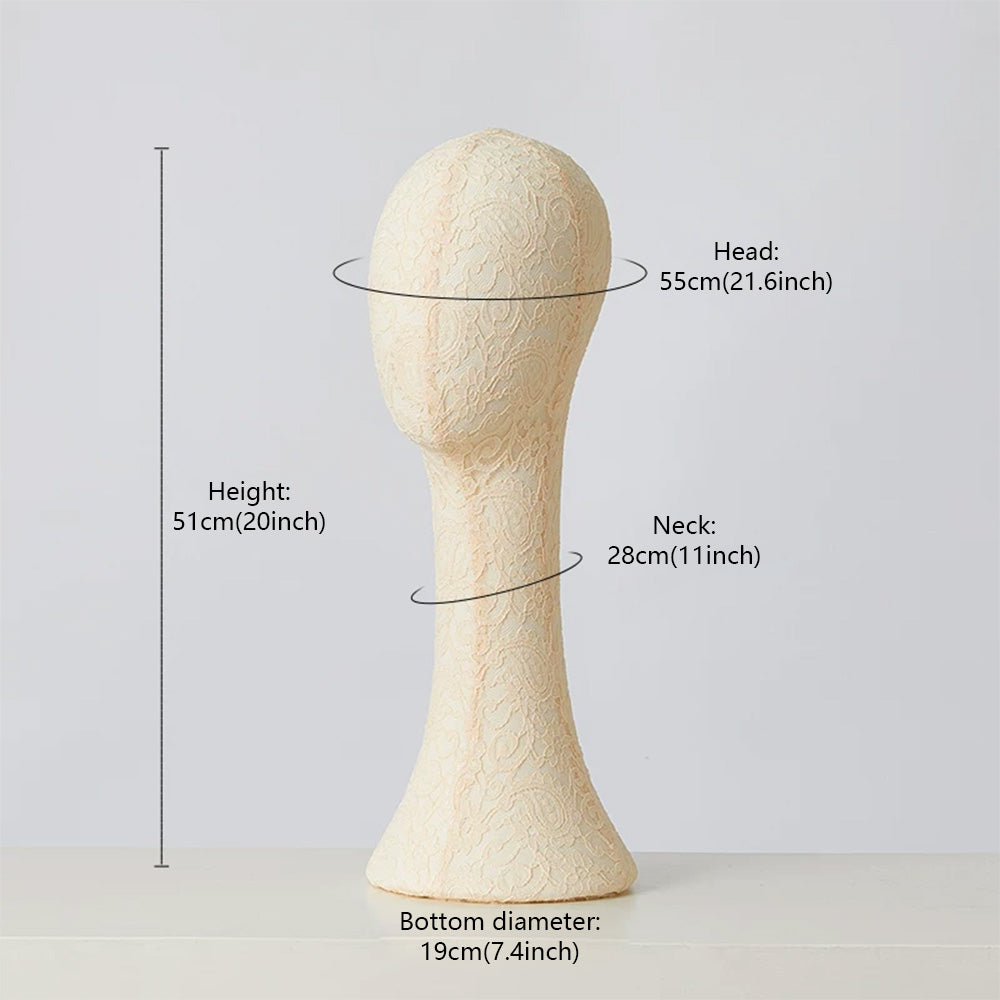 DE-LIANG Pinnable Lace Mannequin Head Display Stand for Hats Wigs Scarves & Jewelry