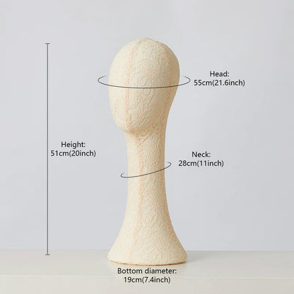 DE-LIANG Pinnable Lace Mannequin Head Display Stand for Hats Wigs Scarves & Jewelry