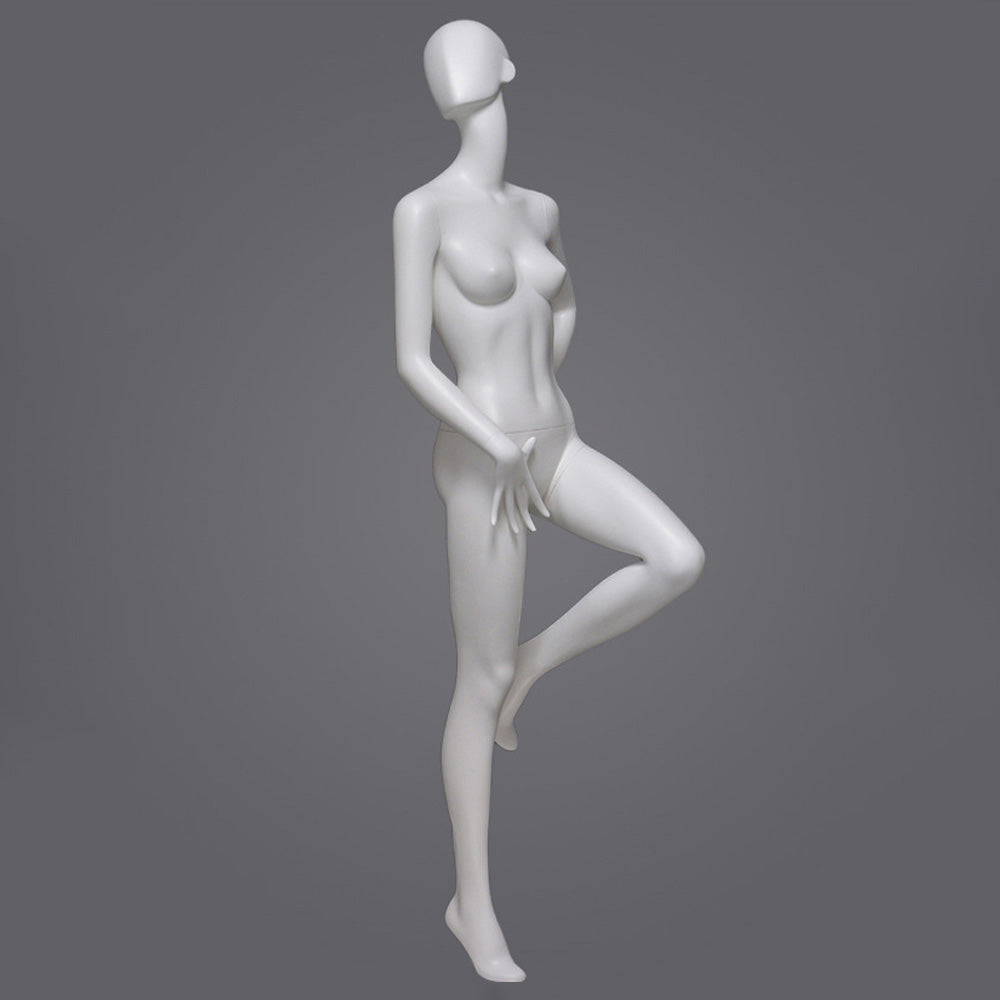 DE-LIANG Full Body Female Mannequin with Abstract Head,Realistic Fiberglass Display Model for Boutique & Clothing Store Window Display