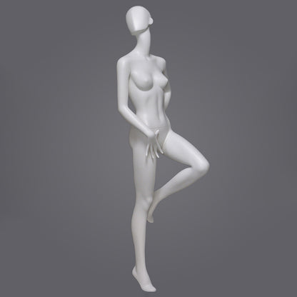 DE-LIANG Full Body Female Mannequin with Abstract Head,Realistic Fiberglass Display Model for Boutique & Clothing Store Window Display