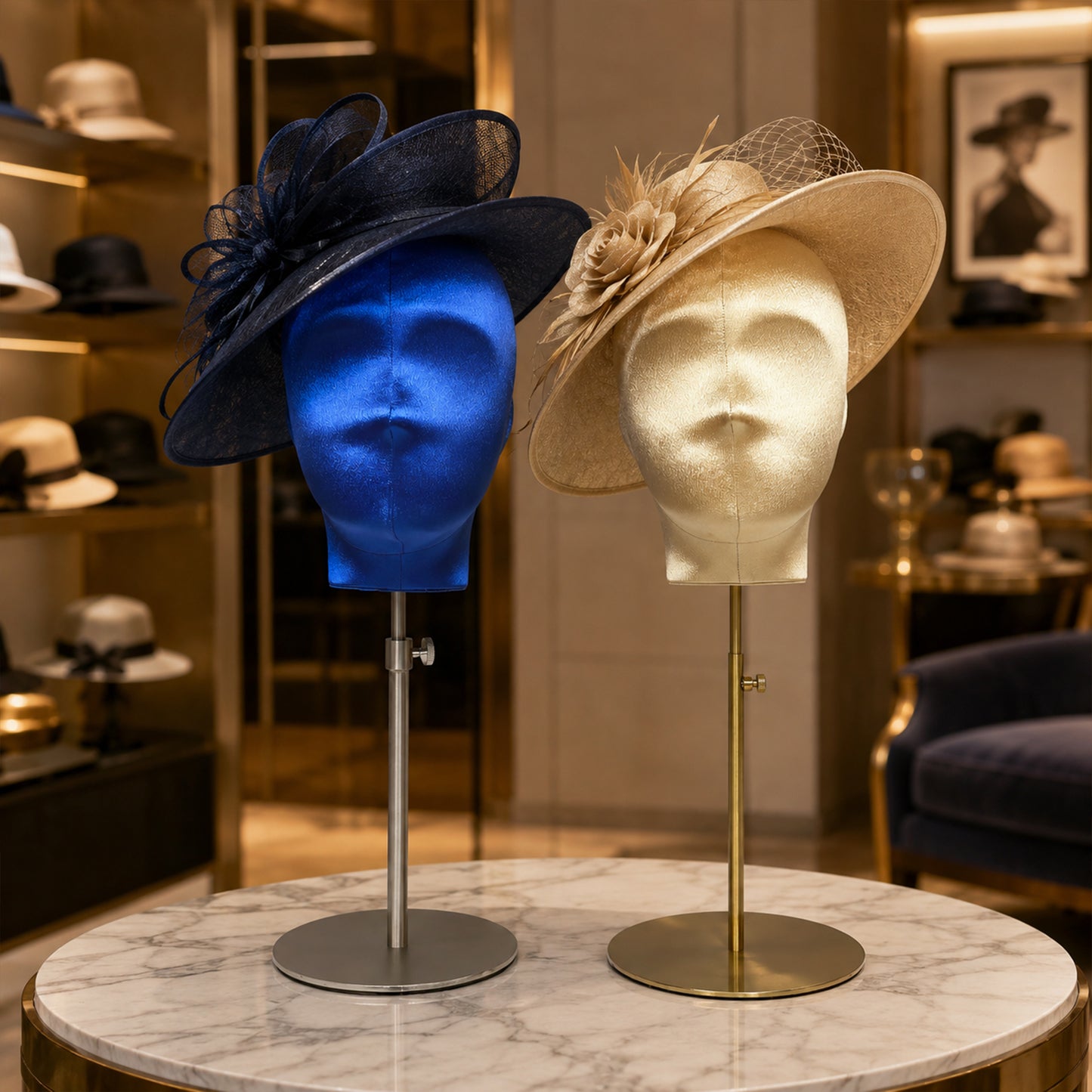DE-LIANG Plus Size Female Silk Mannequin Head with Adjustable Stand for Wigs & Hats