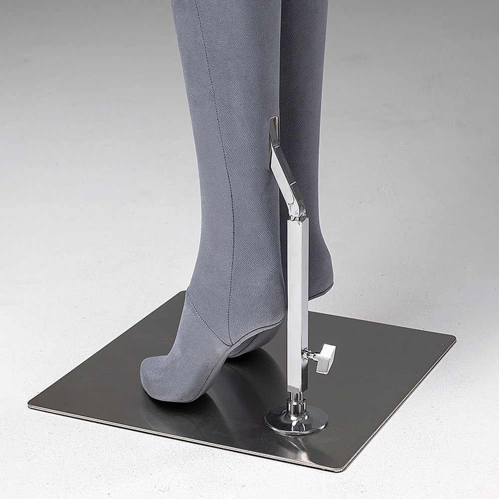 Grey Suede Female Full Body Mannequin with Wooden Arms
