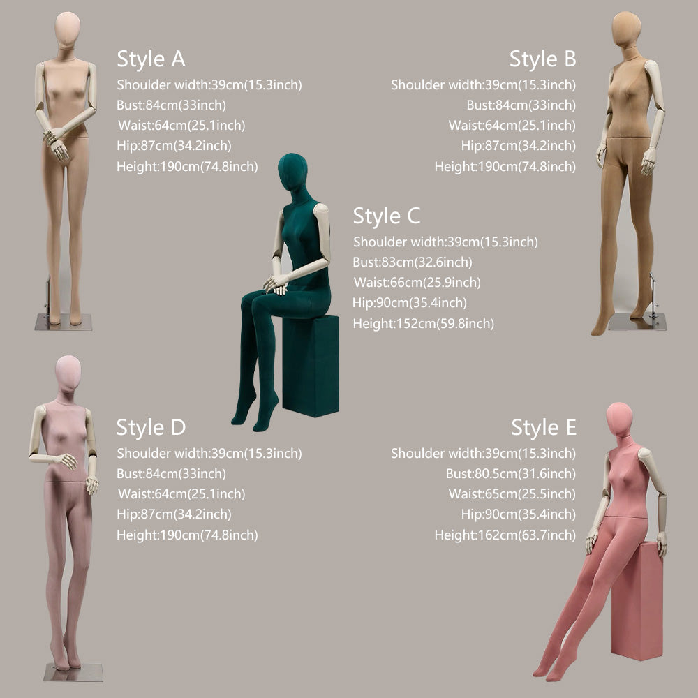 Colorful Suede Female Full Body Mannequin