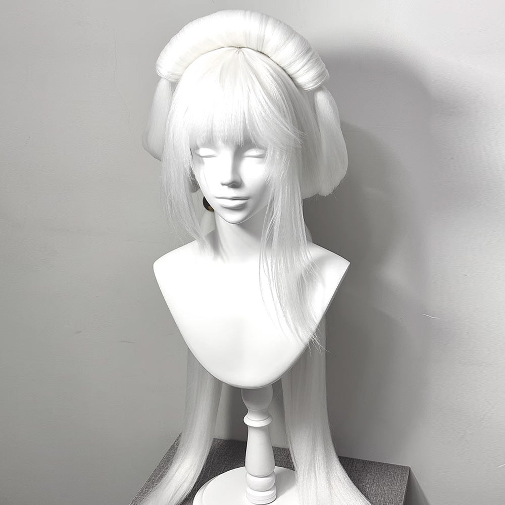 DE-LIANG Maniquí de cabeza femenina blanca con hombros, cabeza de maniquí ajustable para pelucas, sombreros y accesorios, soporte de exhibición de fibra de vidrio con hombros para exhibiciones en boutiques y tiendas.