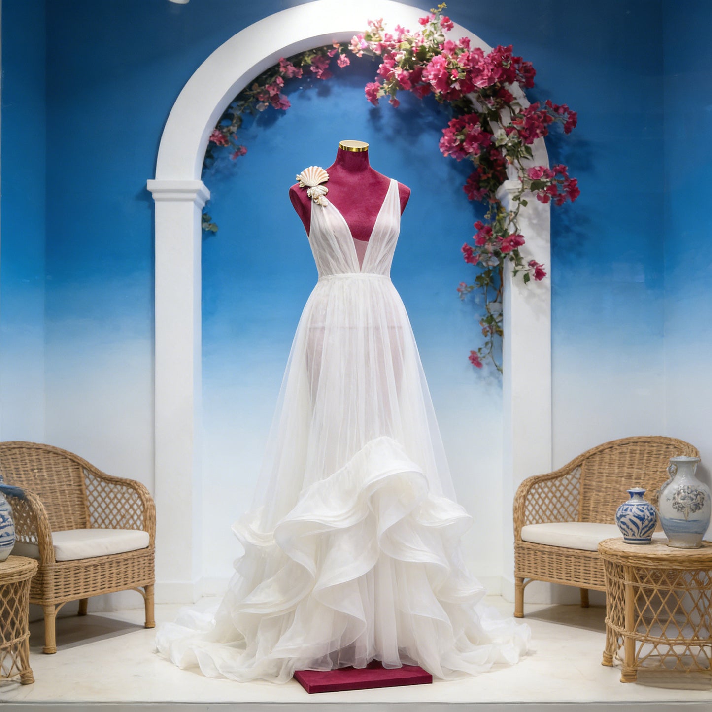 DE-LIANG Burgundy Suede Female Mannequin - Full Body Dress Form for Bridal Boutique