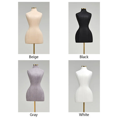 DE-LIANG Curvy Style Female Half Body Suede Velvet Display Mannequin,Slim Waist Dressform,Big Hip Wide Shoulder Model,Can Fully Pinnable DE-LIANG