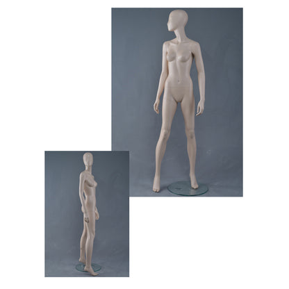 DE-LIANG Female Mannequin Full Body Display,Professional Dress Form for Clothing Store Window Display,Beige Gray Finish Retail Mannequins Torso