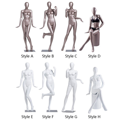 Matte White / Rose Gold Female Full Body Mannequin