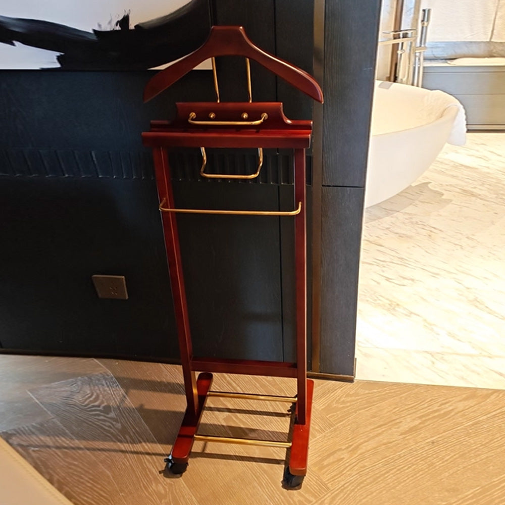 solid wood suit valet stand front view