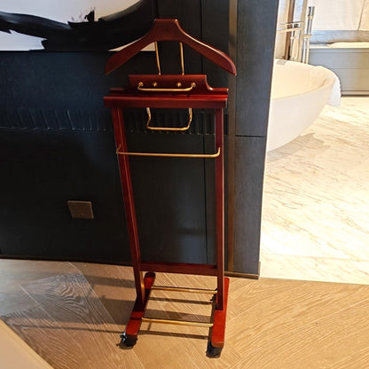 solid wood suit valet stand front view