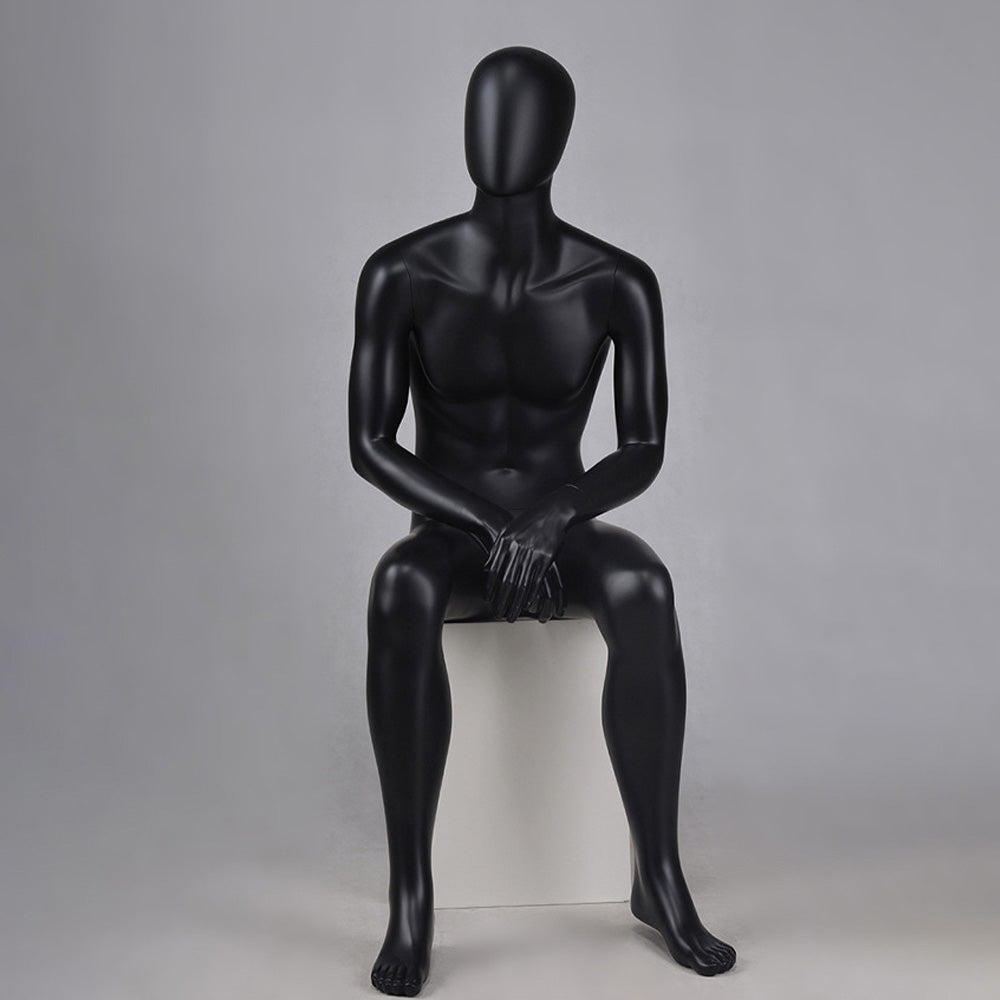 DE-LIANG Matte Black Male Full Body Mannequin Set,Realistic Fiberglass Dress Form Display Model for Clothing Stores, Fashion Boutiques & Window Displays