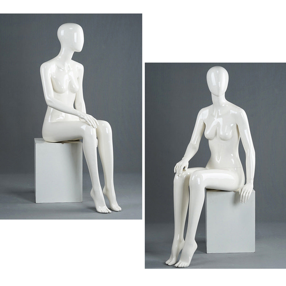 DE-LIANG Female Full Body Mannequins,Glossy White Fiberglass Realistic Dress Form