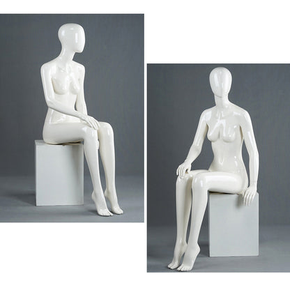 DE-LIANG Female Full Body Mannequins,Glossy White Fiberglass Realistic Dress Form