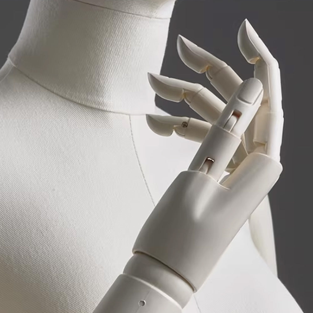 Sculpted Fabric Female Mannequin with Wooden Arms