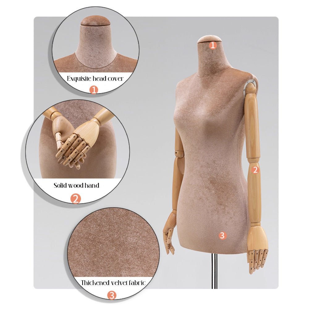 Fashionable Velvet Female Mannequin Torso Stand – Perfect for Eye-Catching Retail Displays