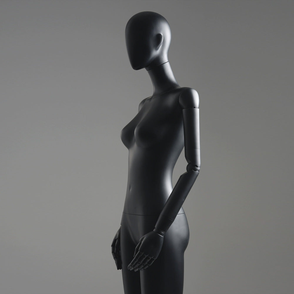 Black Fiberglass Female Full Body Mannequin,Torso Mannequin,Woman stand Display Model Dummy Form Torso With White Wood Arms,Boutique Display DE-LIANG