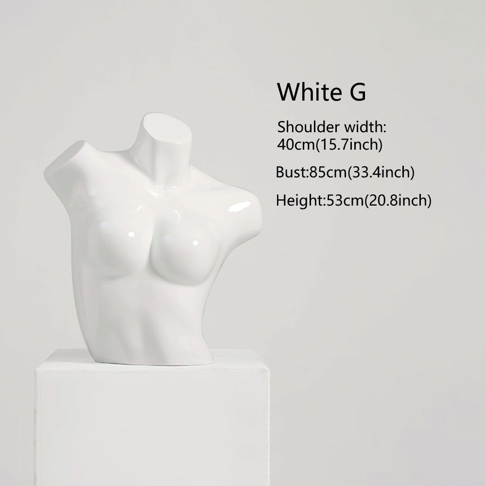 DE-LIANG Female Lingerie Display Form - White Gold Full Half Body Mannequin Bust Torso Hip Bra Panty Prop