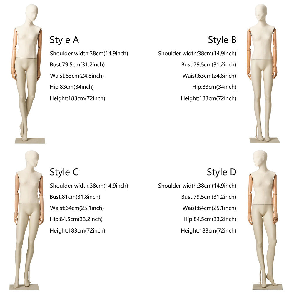 DE-LIANG Realistic Female Full Body Mannequin Dress Form,Upper Body Wraping Linen Fabric Bottom Painting Leg,White Beige Mannequin Female Full Body Model,Female Full Body Display Mannequin