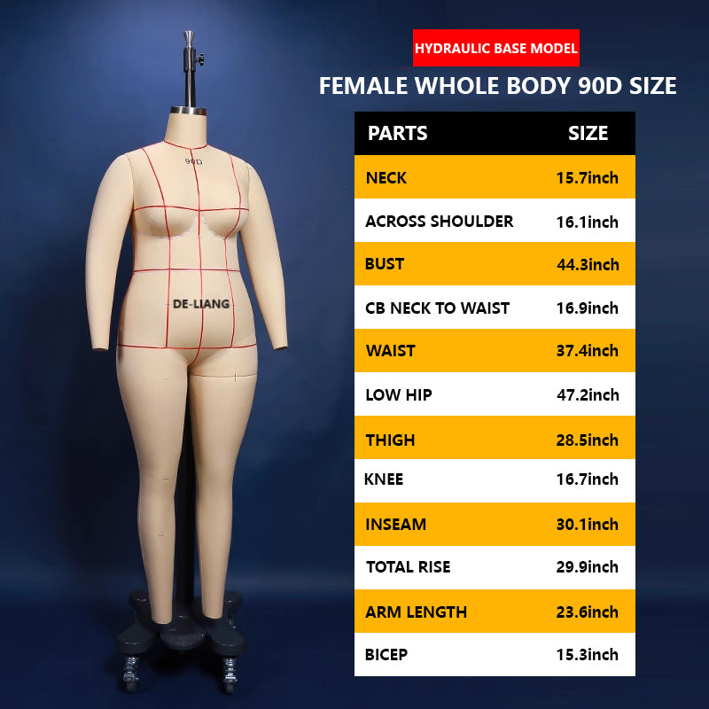 DE-LIANG Professional Lingerie Tailor Dress Form - Oblique Pinnable Female Full Body Mannequin with Reference Lines