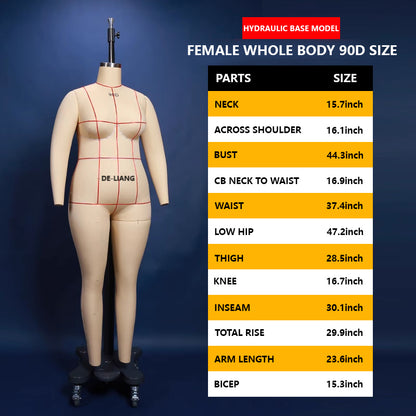 DE-LIANG Professional Lingerie Tailor Dress Form - Oblique Pinnable Female Full Body Mannequin with Reference Lines