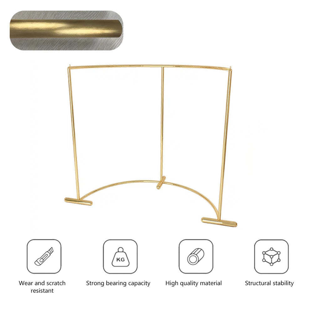 Arc Clothing display stand, Titanium Gold Stainless Steel Floor Apparel Clothes Hanger,Island Table Display Shelves , Glass Desk Displ Stand - De-Liang Dress Forms