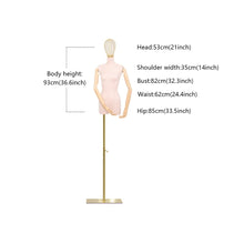 Load image into Gallery viewer, DE-LIANG Female Suede Mannequin With Golden Metal Head, Elegant Female Half Body Clothing Rack For Fashioin Store, Apparel Hanger Dummy DL0062
