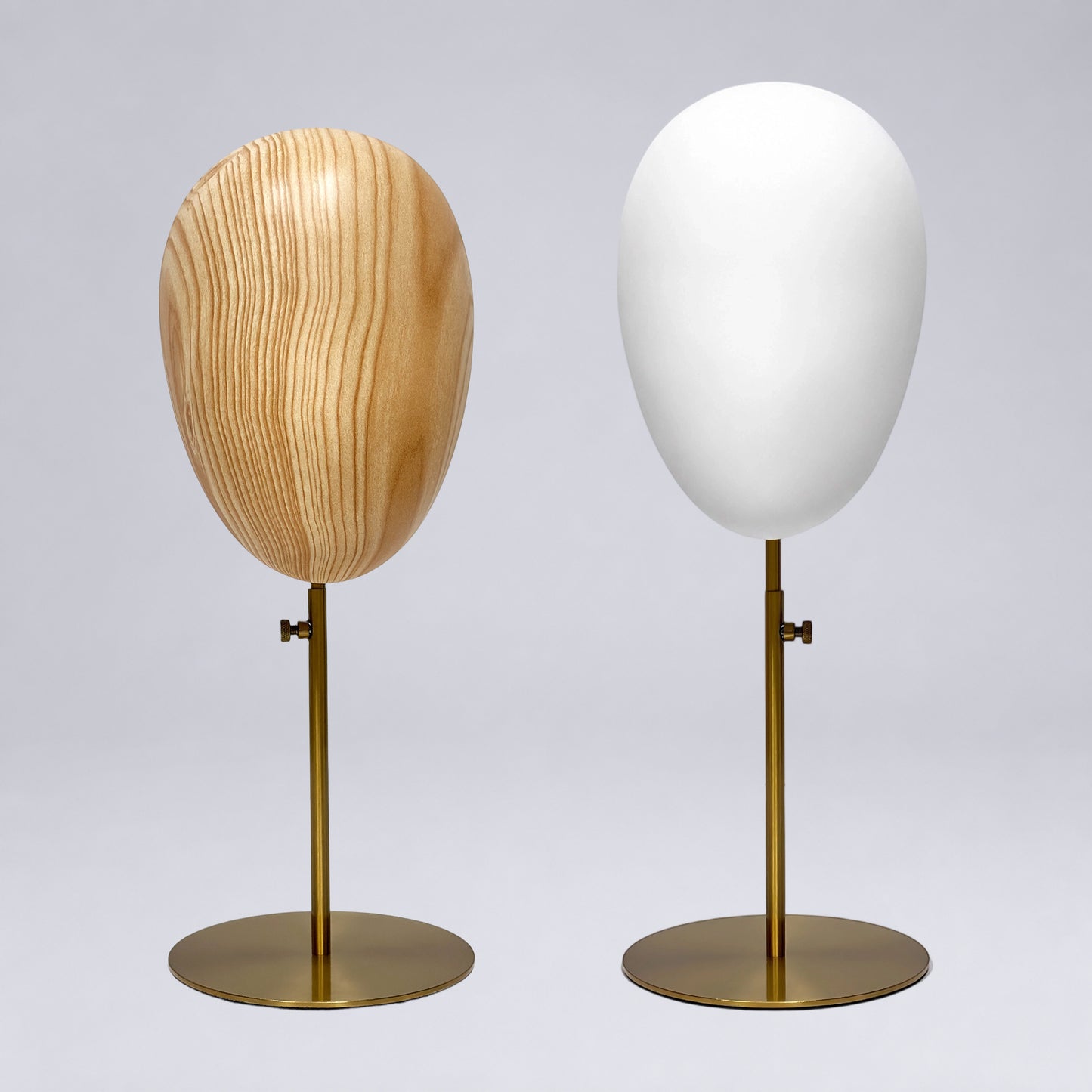 DE-LIANG Fiberglass Mannequin Head Stand for Hats & Wigs | Wood Grain & White