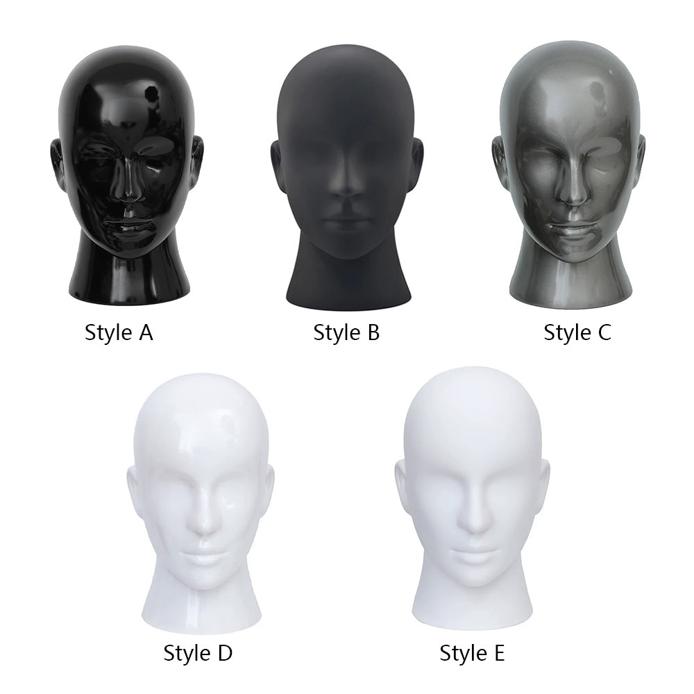 DE-LIANG Glossy Male Mannequin Head Display Stand | Manikin Dress Form | Durable Plastic Wig, Hat, and Accessory Holder for Retail & Home Use