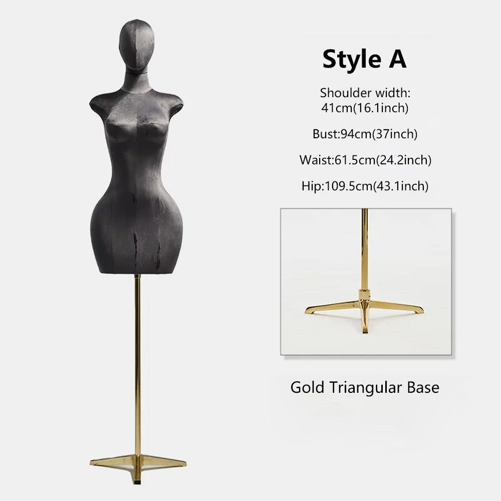 DE-LIANG Curvy Velvet-Wrapped Female Mannequin Half Body for Boutique & Store Display