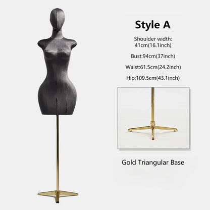 DE-LIANG Curvy Velvet-Wrapped Female Mannequin Half Body for Boutique & Store Display