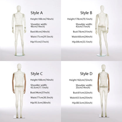 DE-LIANG Creativity Female/Male Full Body Transparency Mannequin，Standing With Hands and Head Full Body Mannequin Display Props For Window Display DE-LIANG