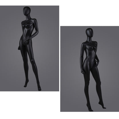 DE-LIANG Glossy Champagne Gold / Black Female Full Body Mannequin Set, Realistic Fiberglass Standing & Sitting Display Models for Clothing Stores, Window Fashion Display, Boutique Dress Form Props