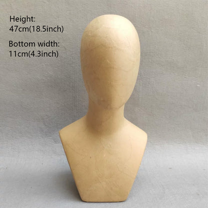 DE-LIANG Handcrafted Kraft Paper & Linen Mannequin Head, Pin-Insert Wig & Hat Display