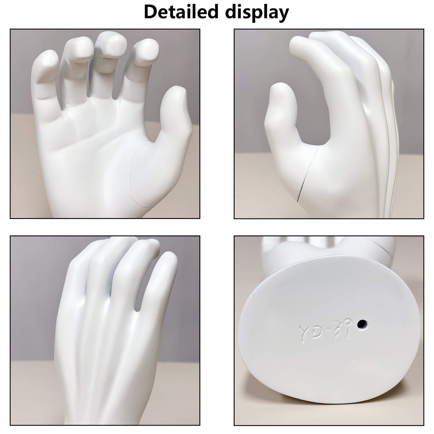 DE-LIANG Matte White Male Fiberglass Hand Display Stand: Jewelry /Watch Display; Sports Gloves and Wristbands Display.
