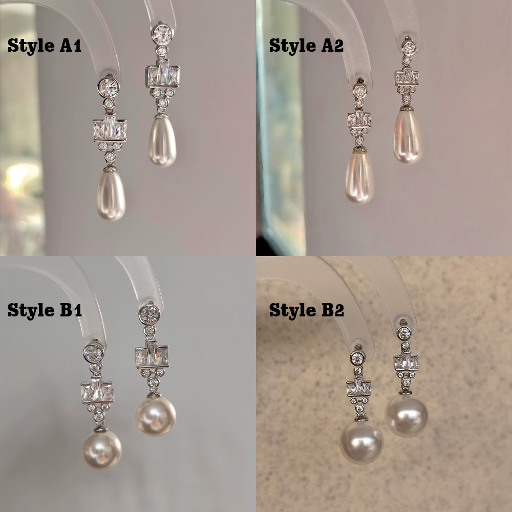 Silver Handmade Pearl earrings，Fresh Water Pearl Earrings, Hoop Pearl Earrings, Bridesmaid Gifts , Anniversary Gift, Wedding jewelry, Pearl Jewelry DE-LIANG