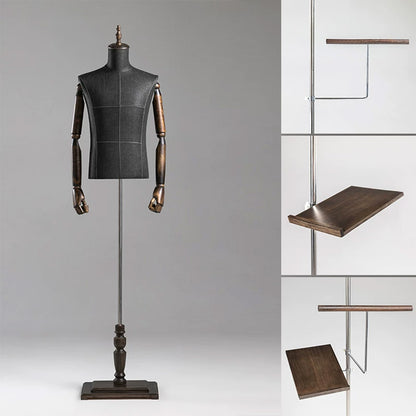 DE-LIANG Male Half Body Mannequin | Poseable Wood Arms Suit Display Dress Form