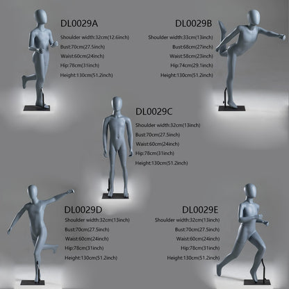 DE-LIANG Kids Full Body Sport Mannequin,Child Running Display Manikin Torso with Metal Base for Retail Clothing Stores, Athletic Wear, Window Display, Durable Fiberglass Dress Form
