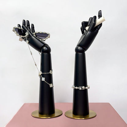 High Quality Matte Black Wooden Hand Mannequin Display, Female Wood Manikin Hand Dress Form Torso,Jewelry Display Flexiable Arm, 27/37/43cm DE-LIANG