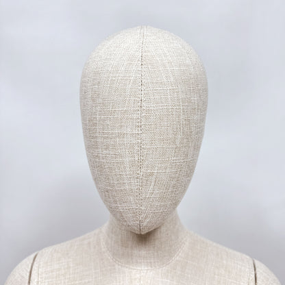 Luxury Female Male Full Body Bamboo Beige Linen Display Mannequin with Fiberglass Short Arms Maniquin Vintage,Jewelry bust display 1 pcs