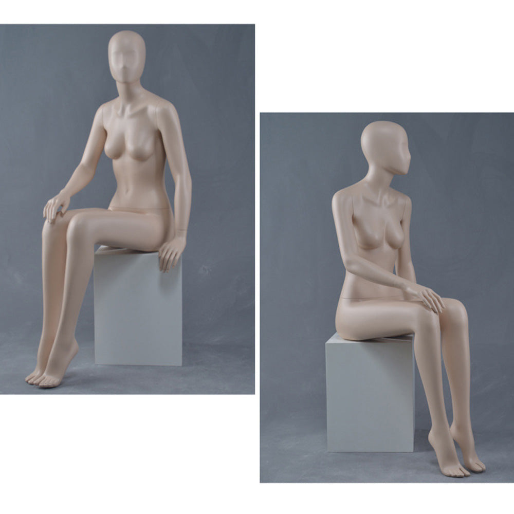 DE-LIANG Female Mannequin Full Body Display,Professional Dress Form for Clothing Store Window Display,Beige Gray Finish Retail Mannequins Torso