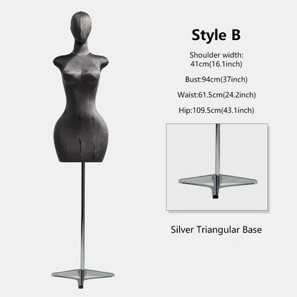 DE-LIANG Curvy Velvet-Wrapped Female Mannequin Half Body for Boutique & Store Display