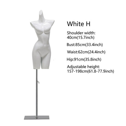 DE-LIANG Female Lingerie Display Form - White Gold Full Half Body Mannequin Bust Torso Hip Bra Panty Prop