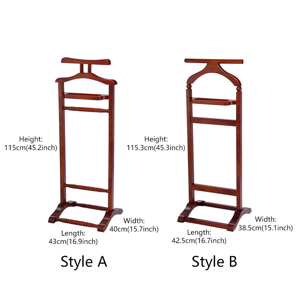 solid wood suit valet stand front view