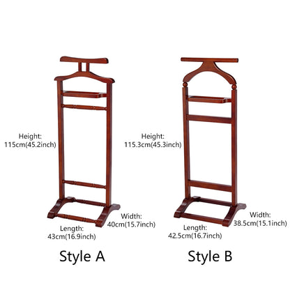 solid wood suit valet stand front view