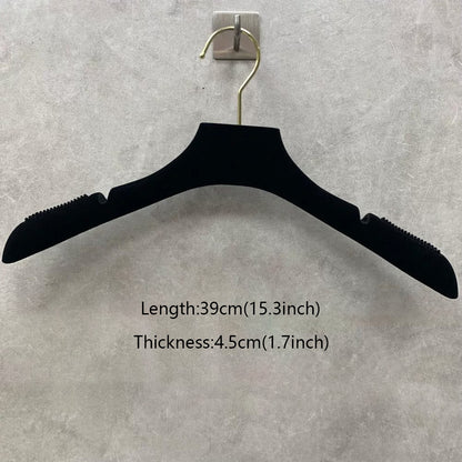 DE-LIANG Premium Black Velvet Non-Slip Clothes & Pants Hangers | Suits Dresses | Gold Hook