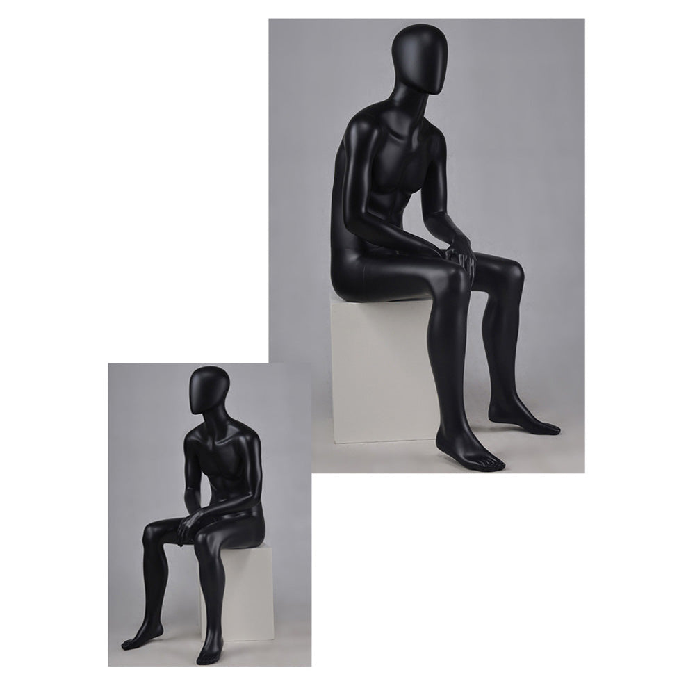 DE-LIANG Matte Black Male Full Body Mannequin Set,Realistic Fiberglass Dress Form Display Model for Clothing Stores, Fashion Boutiques & Window Displays